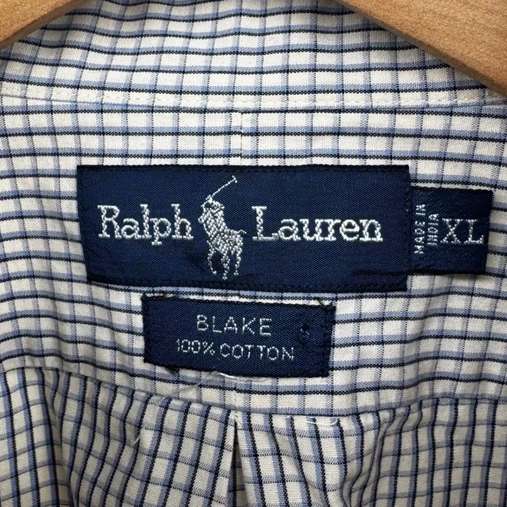 Ralph Lauren Blake‎ Mens XL Button Down Shirt Navy Blue White Check Cotton